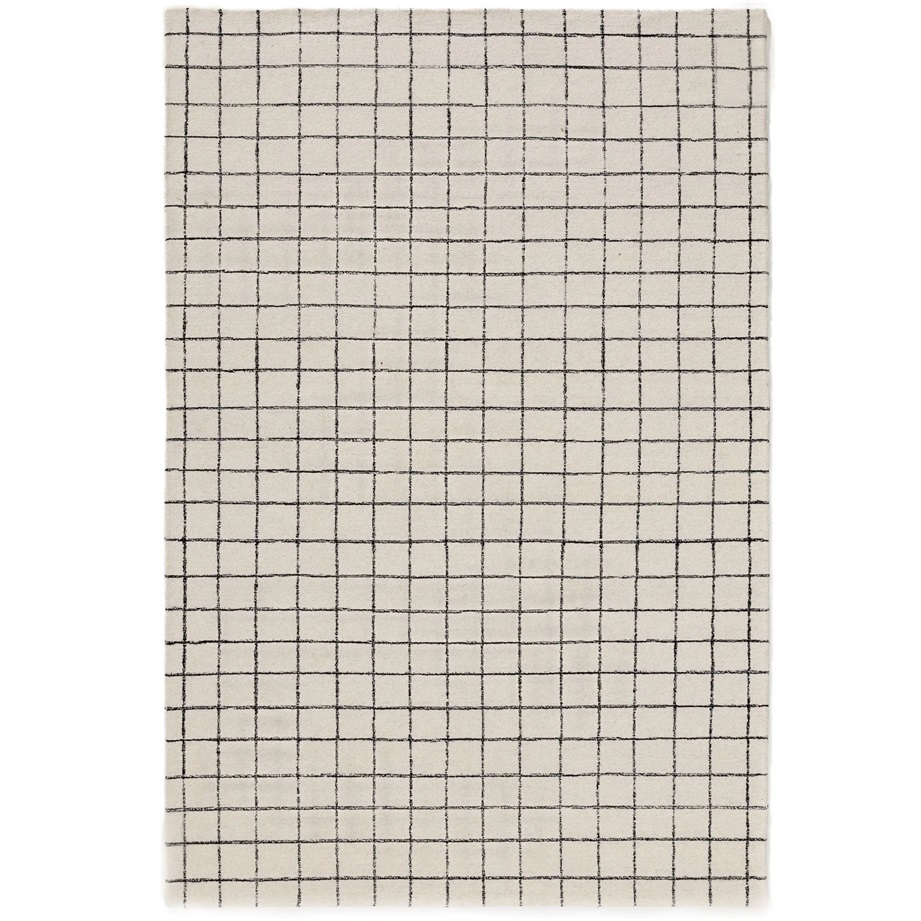 Dywan wełniany Grid czarno-biały BEN - 120x170 cm