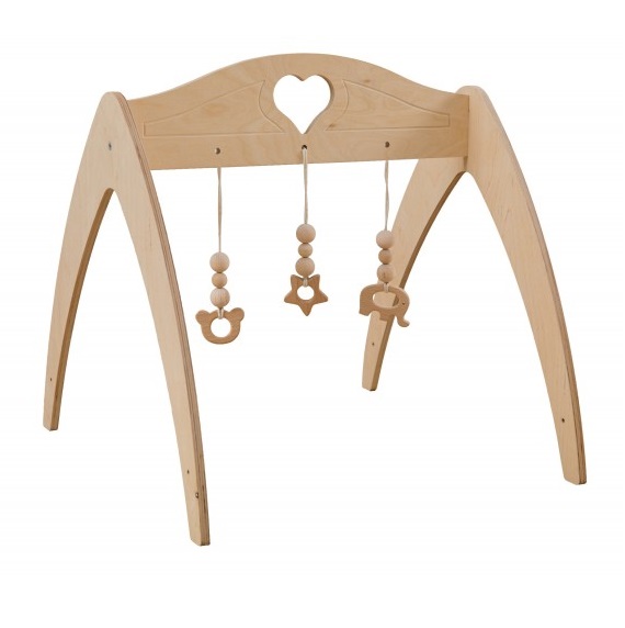 Baby gym drewniany Serce + zawieszki BR
