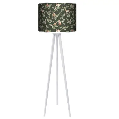 Lampa podłogowa - trójnóg drewniana duża Forest Animals zieleń - kolor podstawy do wyboru FL - czarny
