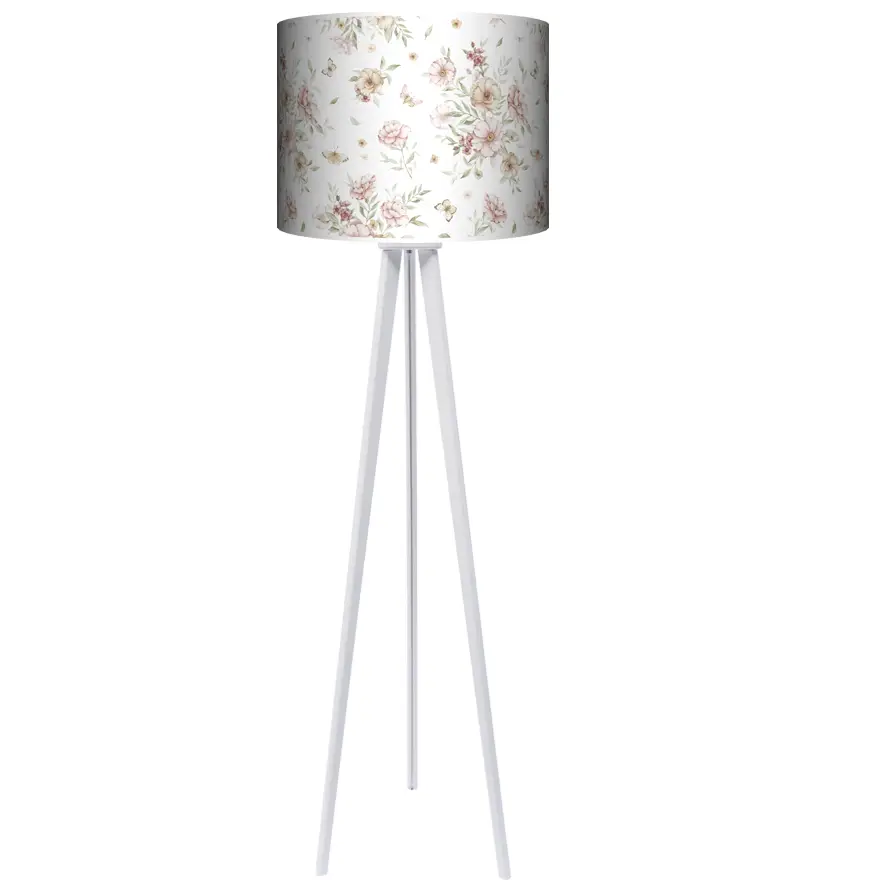 Lampa podłogowa - trójnóg drewniana duża Meadow -kolor podstawy biały FL
