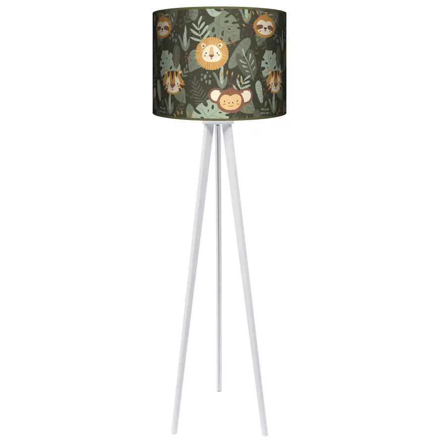 Lampa podłogowa - trójnóg drewniana duża Jungle Safari 1 -kolor podstawy biały FL
