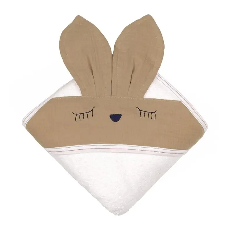 Hi Little One - Ręcznik z kapturem 100 x 100 SLEEPY BUNNY hooded bath towel Beige BBTB