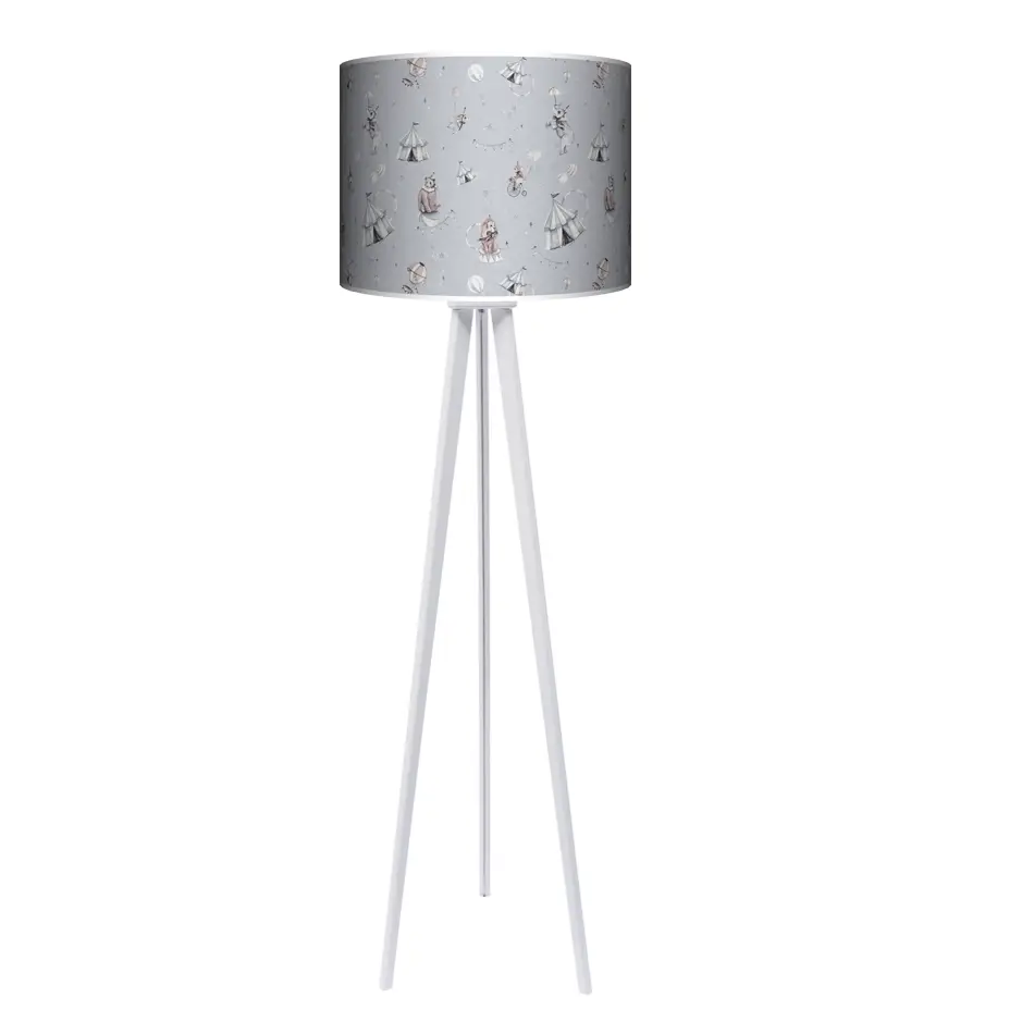 Lampa podłogowa - trójnóg drewniana duża Baśniowy Cyrk na błękicie -kolor podstawy do wyboru FL - wenge