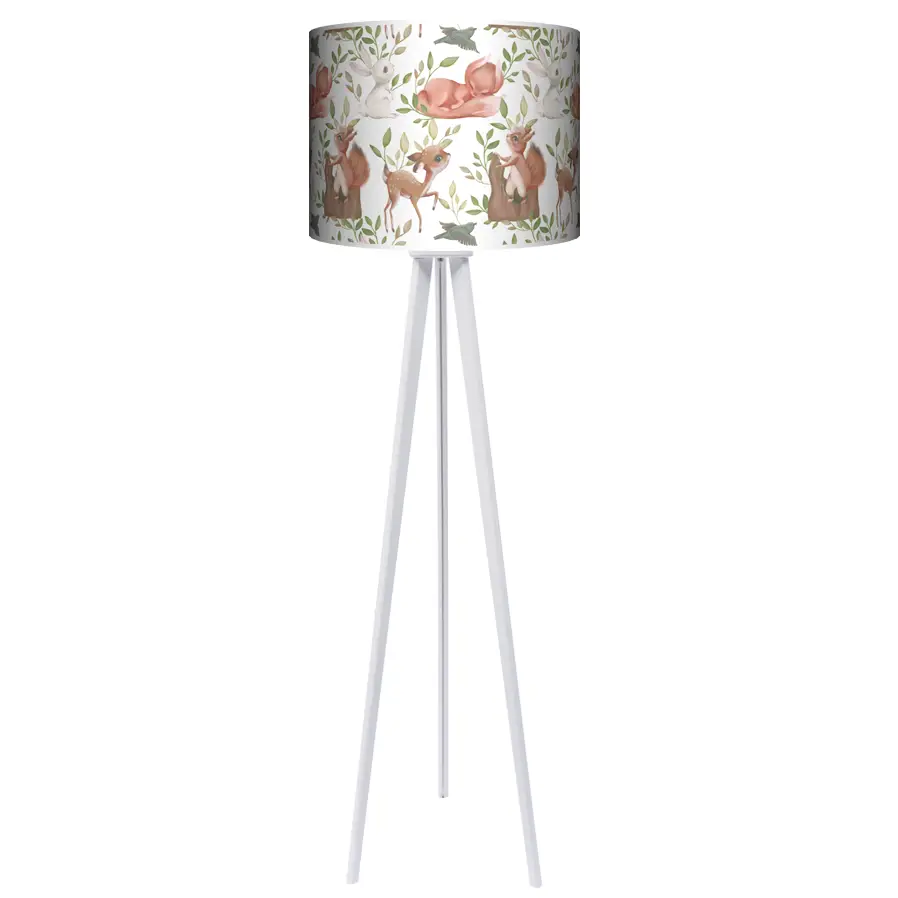 Lampa podłogowa - trójnóg drewniana duża Forest Story na bieli -kolor podstawy do wyboru FL - wenge