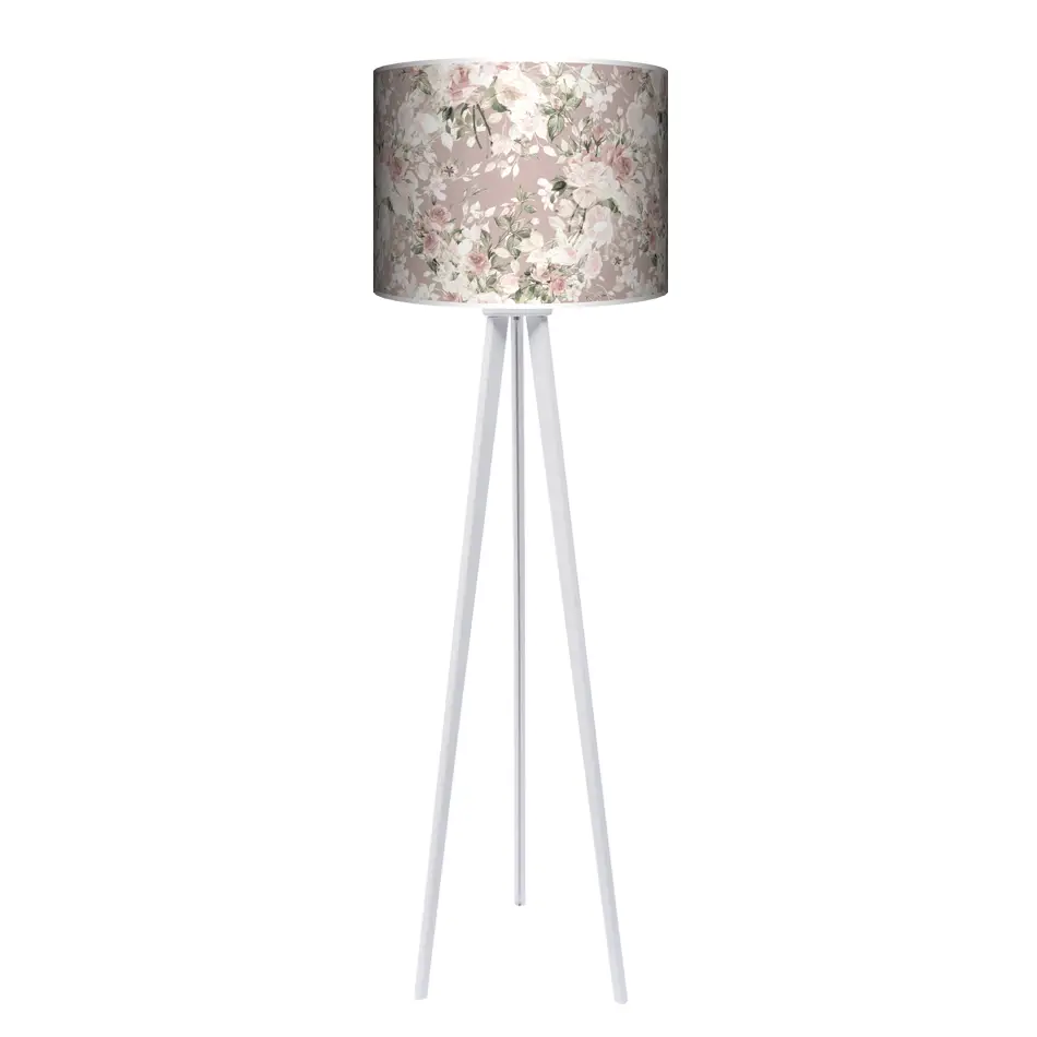 Lampa podłogowa - trójnóg drewniana duża - dusty rose - kolor podstawy do wyboru FL - czarny