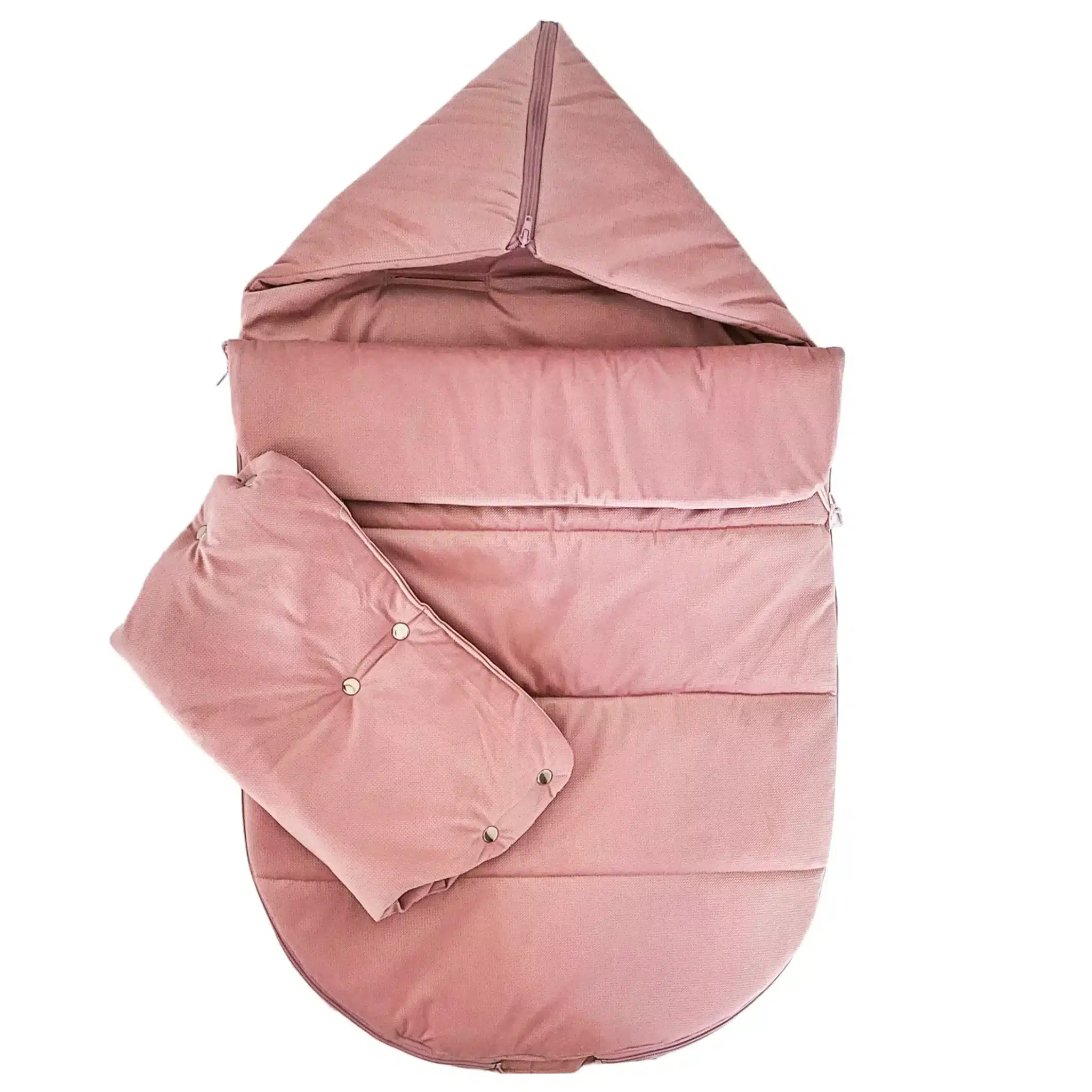 Śpiworek zimowy Velvet Premium brudny róż + mufka BW