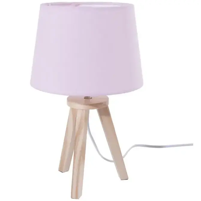 Lampa nocna stojąca dla dzieci Klosz Bawełna różowa DB