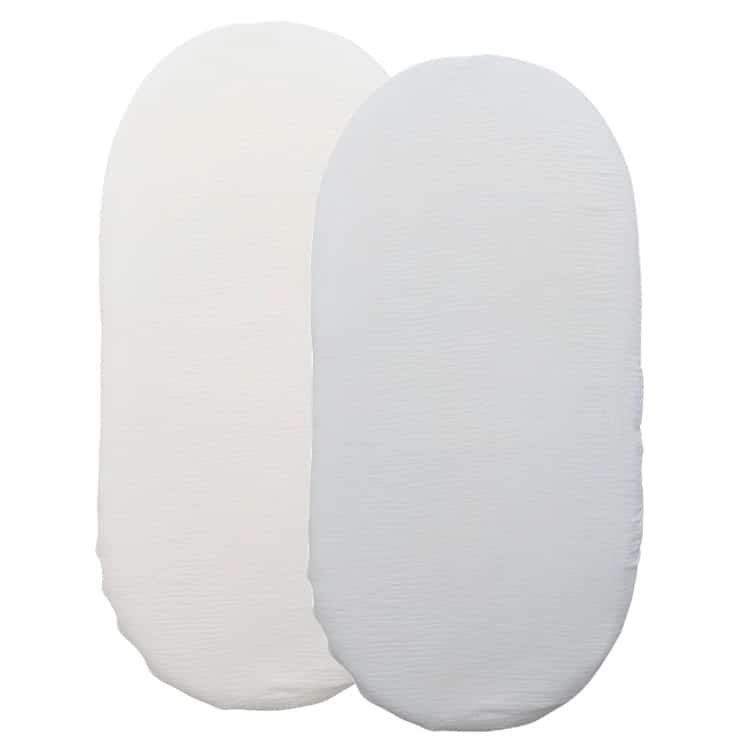 Prześcieradło muślinowe do gondoli 80x40 cm 2 pack biel + szary