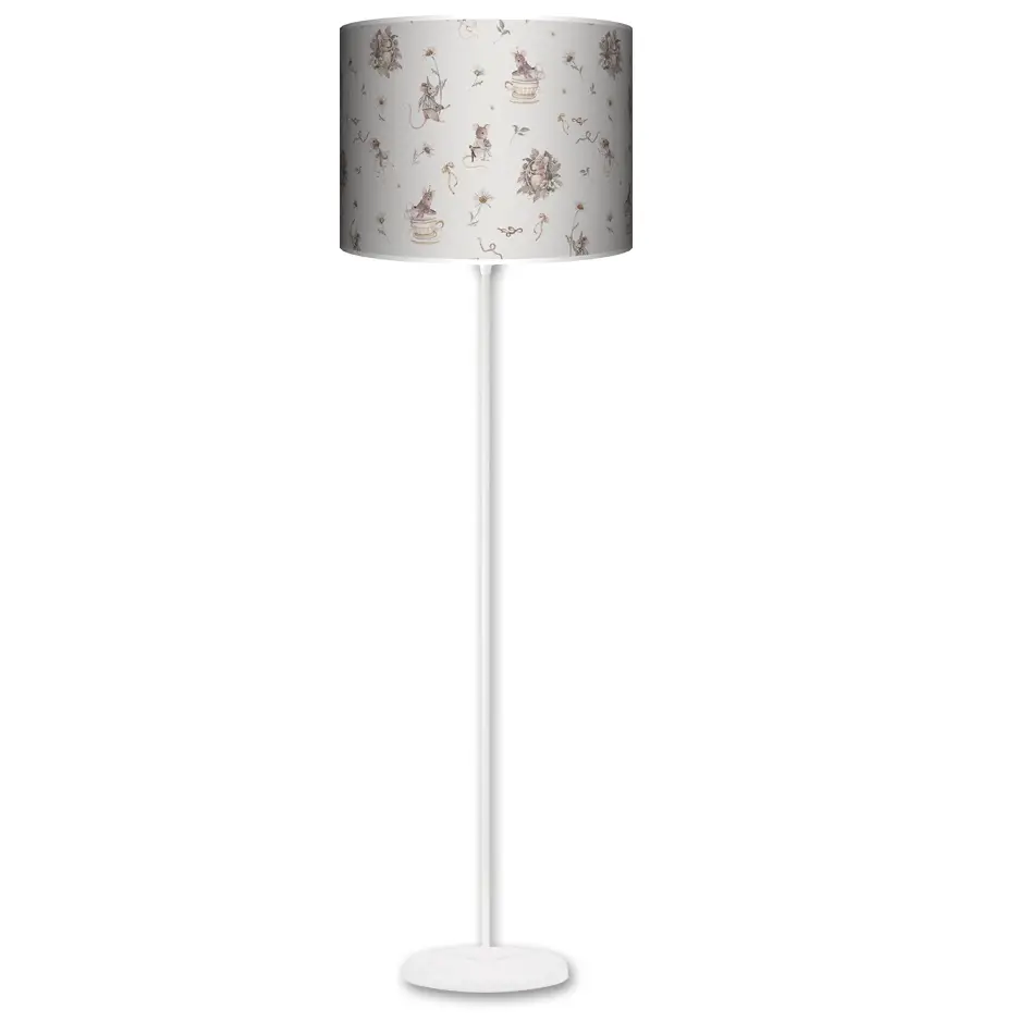 Lampa stojąca MAXI Myszki i stokrotki na beżu- kolor podstawy do wyboru FL - szary
