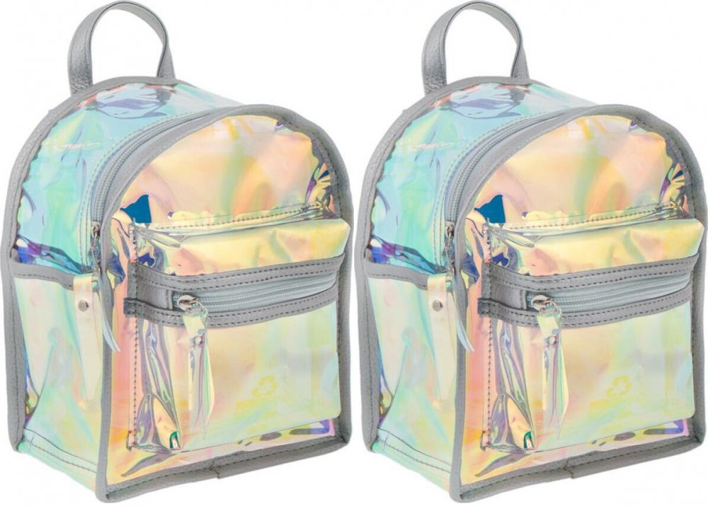 2x Plecak szkolny Starpak Glossy, jednokomorowy, 22x17x11cm, transparentny