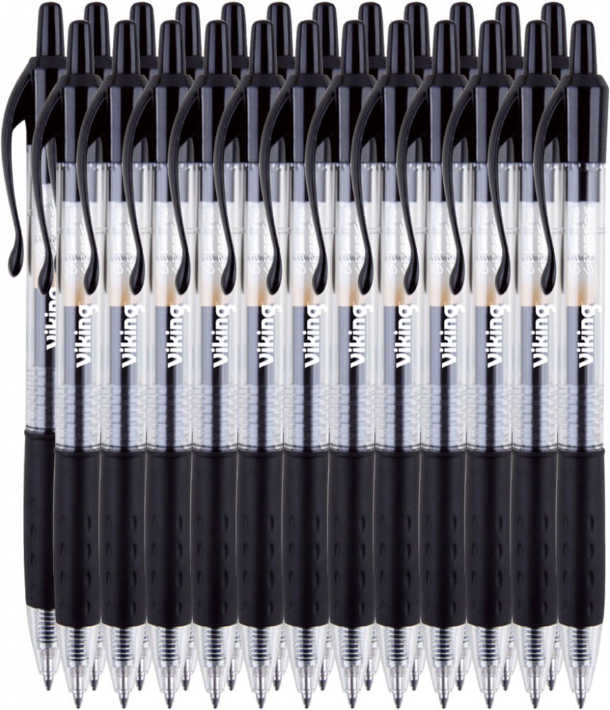24x Długopis żelowy automatyczny Viking, 0.7mm czarny