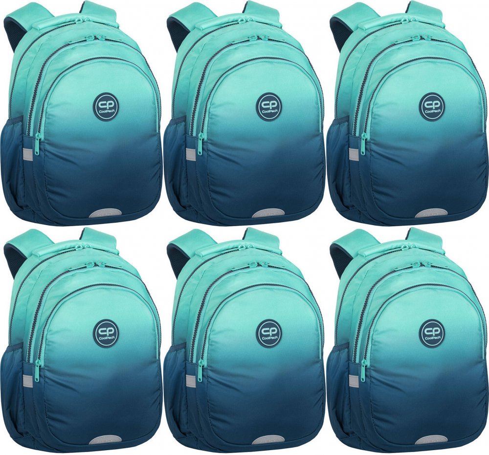 6x Plecak szkolny CoolPack Jerry, trzykomorowy, 21l,Gradient Blue Lagoon