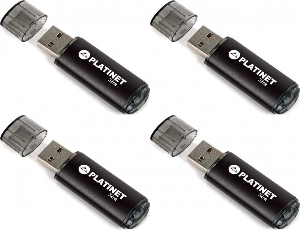 4x Pendrive aluminiowy Platinet X-Depo, 32GB, USB 2.0, czarny