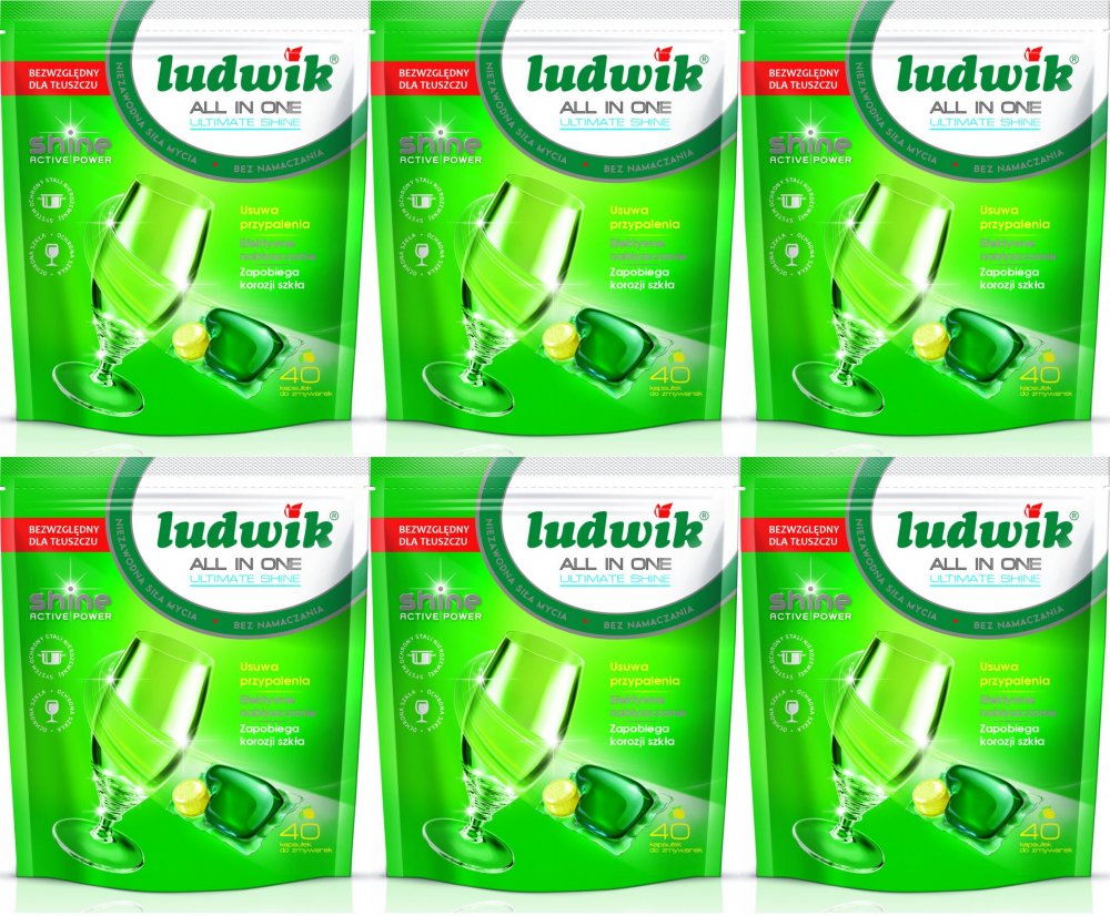 6x Kapsułki do zmywarek Ludwik All in One, 812g, 40 sztuk