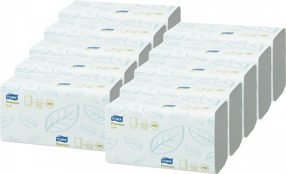 10x Ręcznik papierowy Tork 100289 Xpress Premium, miękki, dwuwarstwowy,w składce wielopanelowej, 150 składek, biały