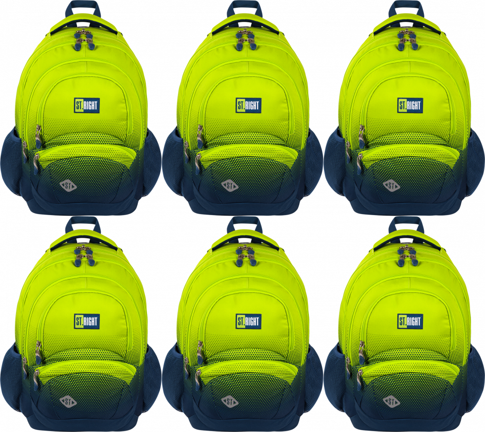 6x Plecak szkolny St. Right BP5 Lemon Gradient, czterokomorowy, 26l, 42x30x19cm, żółto-niebieski