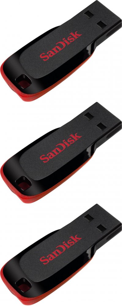 3x Pendrive SanDisk, Cruzer Blade, 32 GB, USB 2.0, czarny
