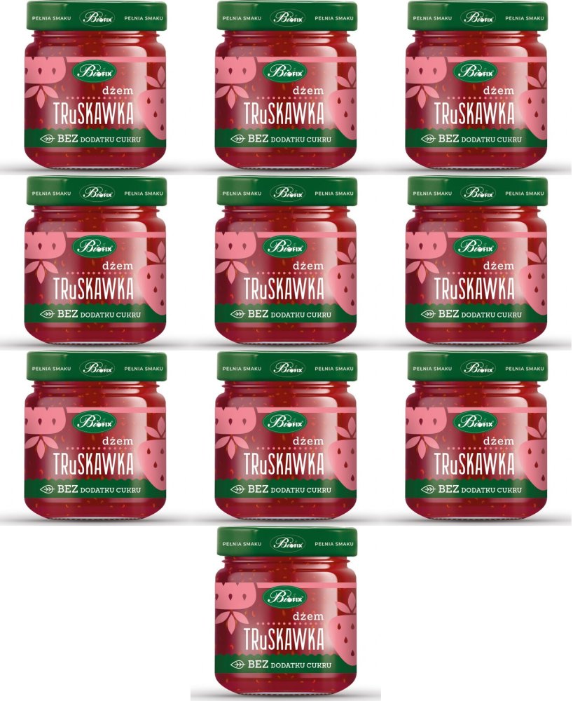 10x Dżem BiFix, truskawkowy, bez cukru, 200g