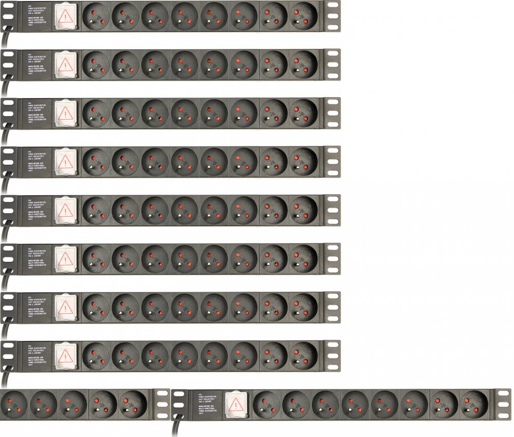 10x Listwa zasilająca rack (PDU) Gembird EG-PDU-014-FC14, 3m, 8 gniazd FR, wtyk C14, czarny