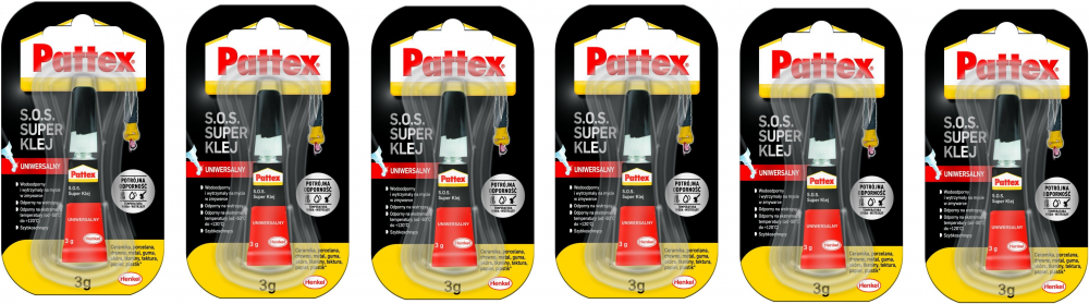 6x klej błyskawiczny uniwersalny Pattex S.O.S. Super Klej, w tubce, 3g