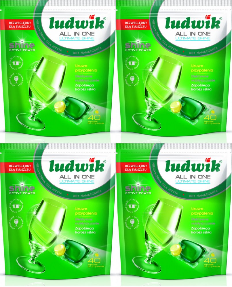 4x Kapsułki do zmywarek Ludwik All in One, 812g, 40 sztuk