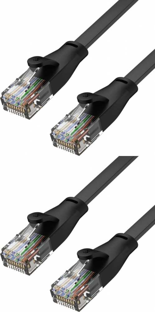 2x Kabel sieciowy UTP Ethernet Cat. 6 Unitek, płaski, 3m, czarny