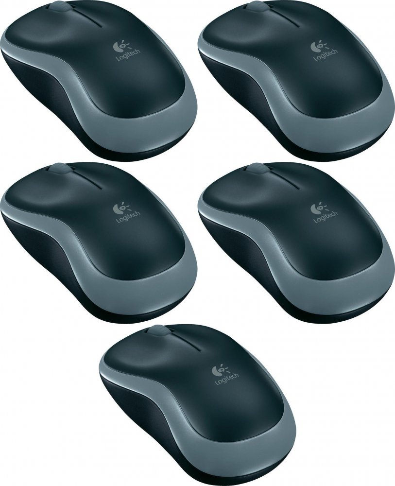 5x Myszka bezprzewodowa Logitech M185, optyczna, szaro-czarny