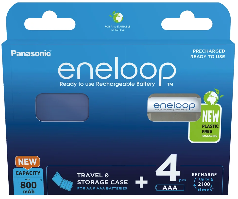 Akumulator Panasonic Eneloop, AAA, 800mAh, 4 sztuki+ plastikowe etui