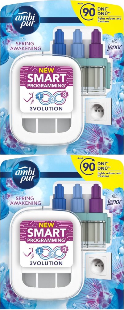 2x Odświeżacz elektryczny Ambi Pur 3Volution Lenor Spring Awakening, urządzenie + wkład 20ml