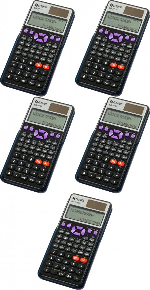 5x Kalkulator naukowy Eleven SR270X, wyświetlacz dotmatrix, 417 funkcji, czarny