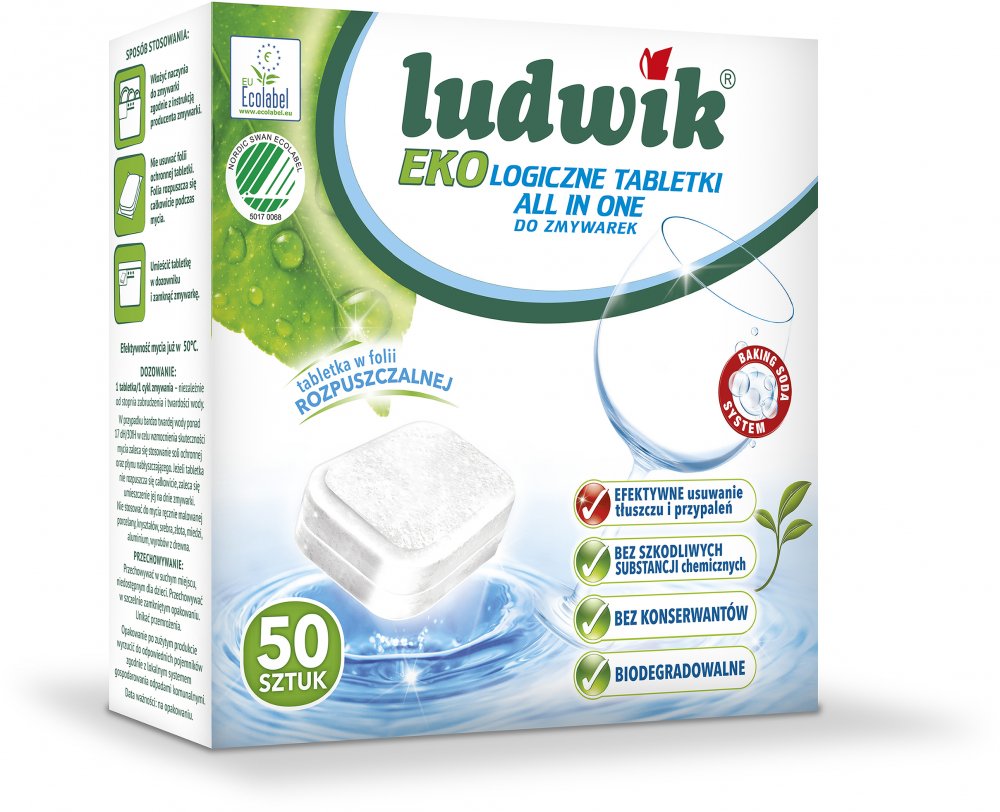 Tabletki do zmywarek Ludwik Ekologiczny All in One, 50 sztuk