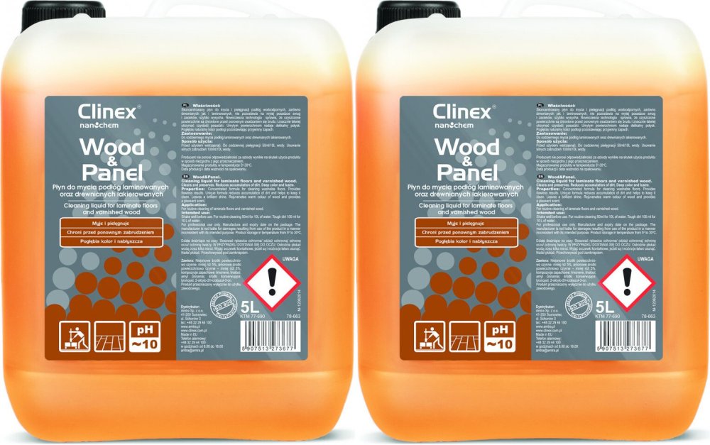 2x Płyn do mycia drewnianych podłóg i paneli Clinex Wood&Panel, skoncentrowany, 5l