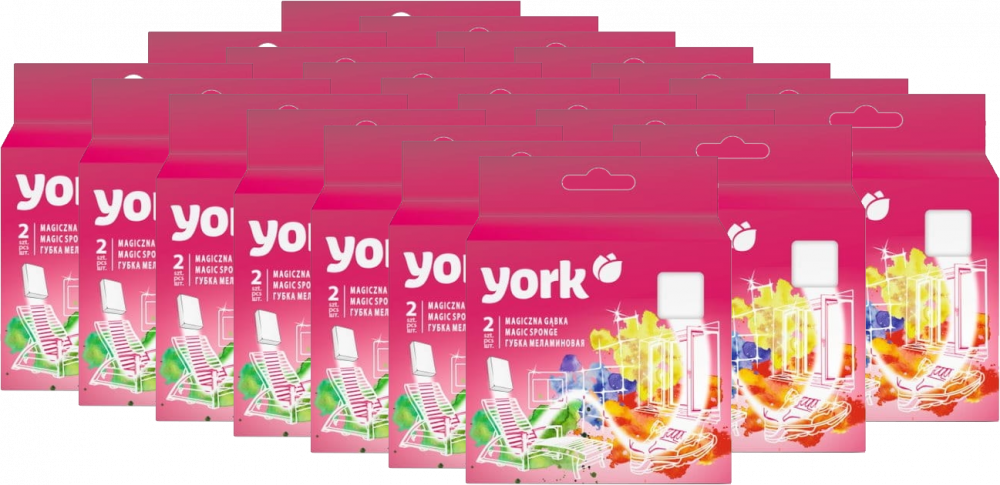 21x Gąbka uniwersalna York Magiczna, melamina, 11x6x2.5cm, 2 sztuki, biały