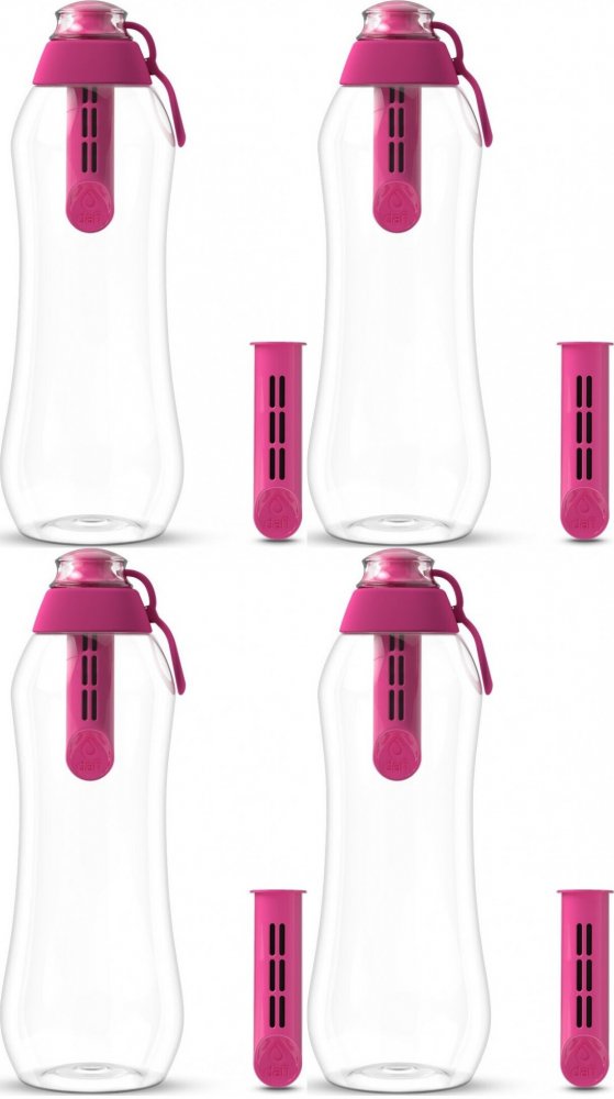 4x Butelka filtrująca Dafi 0.7l + 2 filtry, flamingowy