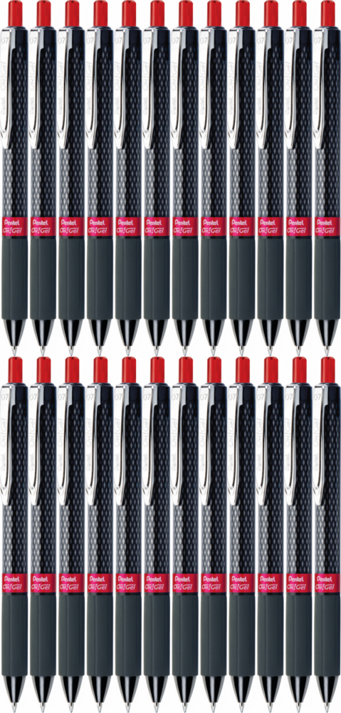 24x Długopis żelowy automatyczny Pentel, OH! Gel K497, 0.7mm, czerwony