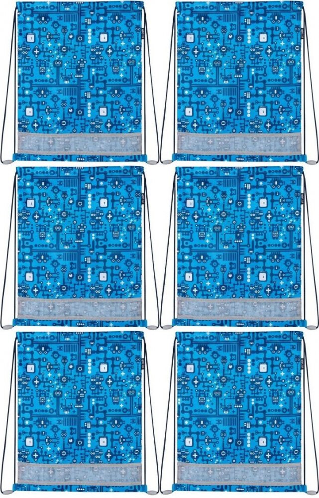 6x Worek na buty Strigo Robot, 35x45cm, niebieski