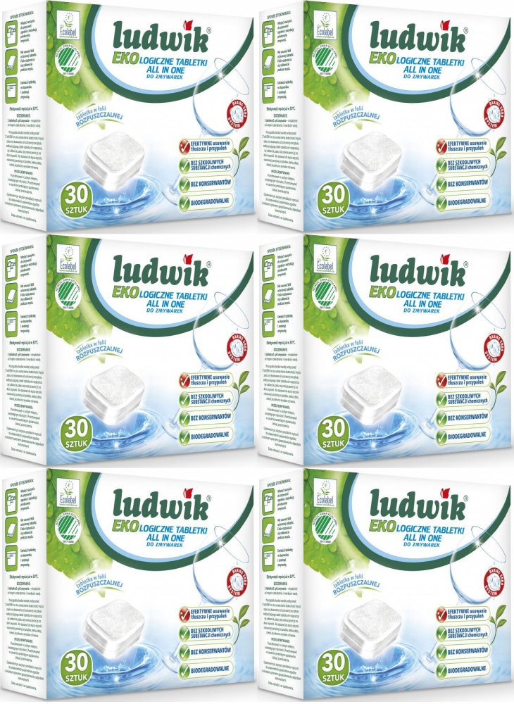 6x Tabletki do zmywarek Ludwik Ekologiczny All in One, 30 sztuk