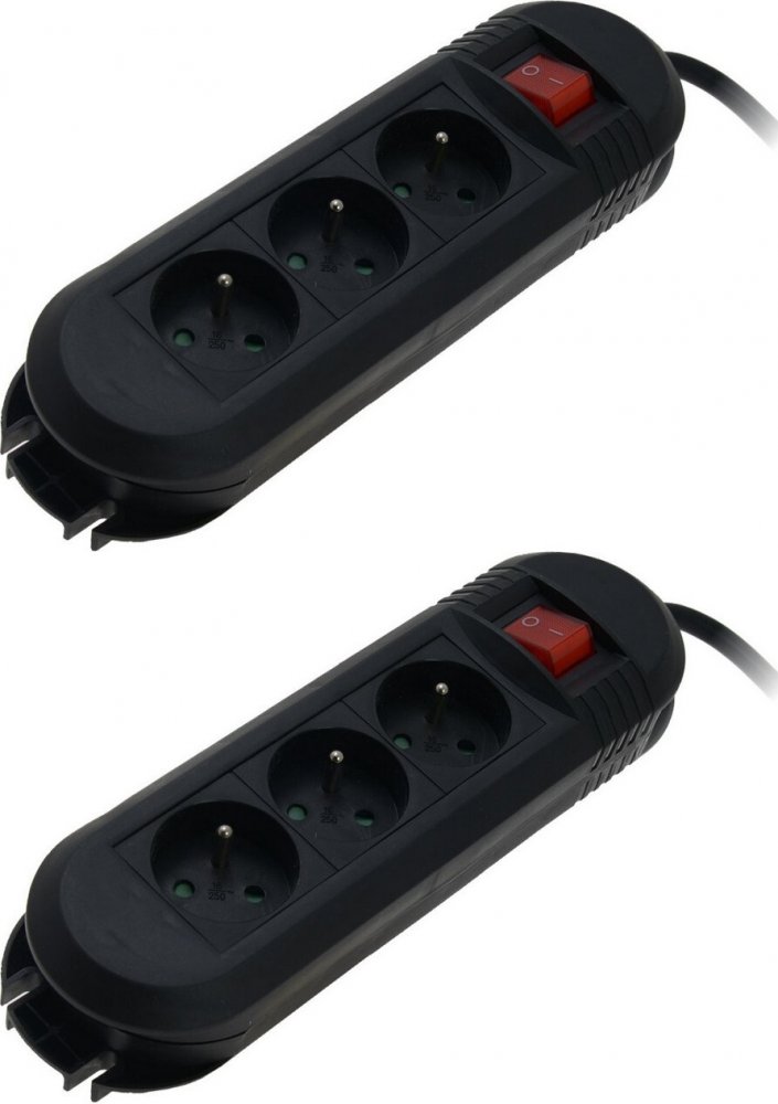 2x Listwa zasilająca Hama Comfort, 3m, 3 gniazda, czarny