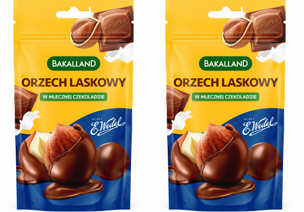 2x Orzechy laskowe Bakalland, w mlecznej czekoladzie Wedel, 72g