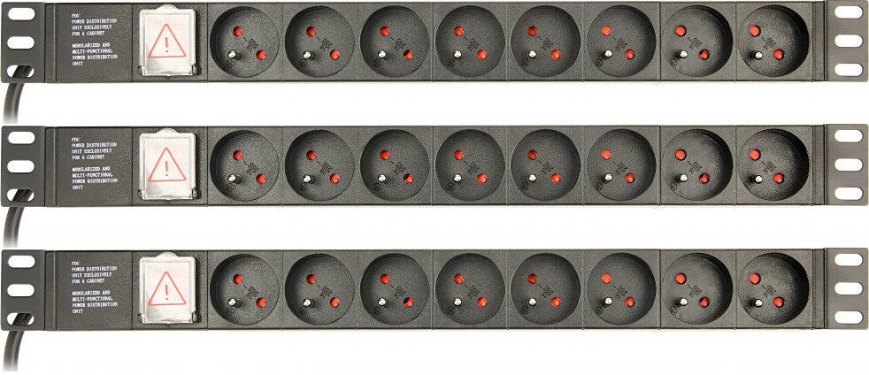 3x Listwa zasilająca rack (PDU) Gembird EG-PDU-014-FC14, 3m, 8 gniazd FR, wtyk C14, czarny