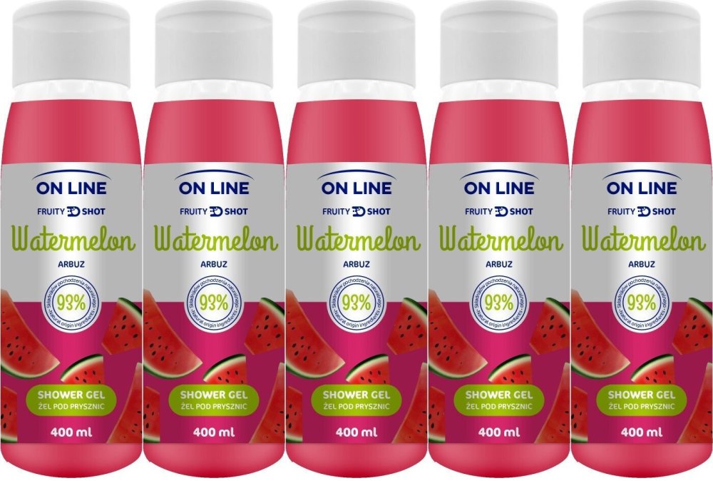 5x Żel pod prysznic On line Women, 400ml, fruity shot watermelon