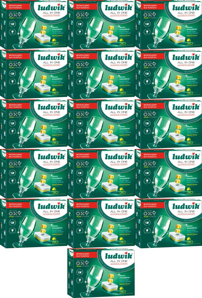 16x Tabletki do zmywarek Ludwik, All in One Ultimate Power, cytrynowy, 30 sztuk