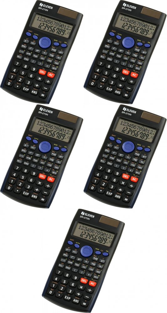 5x Kalkulator naukowy Eleven SR270N, 12 cyfr, 240 funkcji, czarny