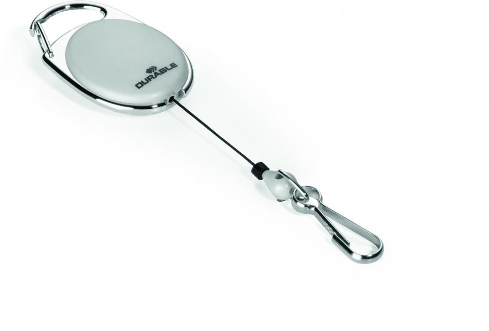Mechanizm ściągający Durable Jojo Style, metalowe zapięcie - karabińczyk, linka 80cm, szary