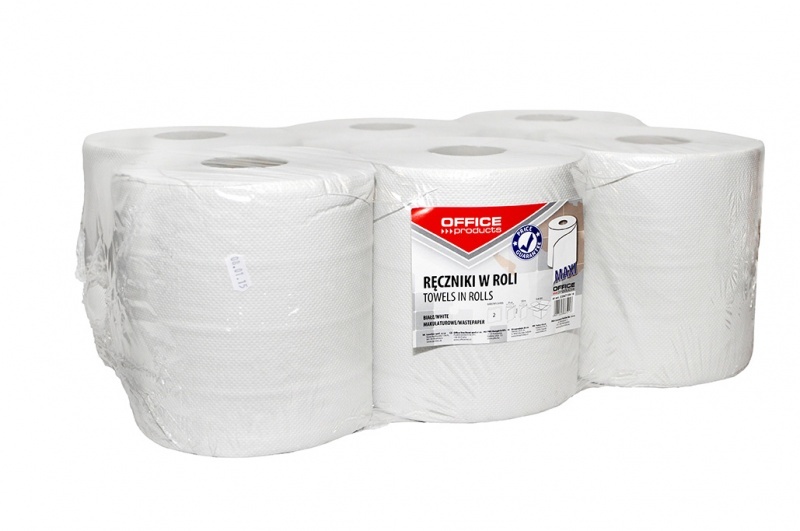 Ręcznik papierowy Office Products Maxi, 2-warstwowy, w roli, 120m, 6 rolek, biały
