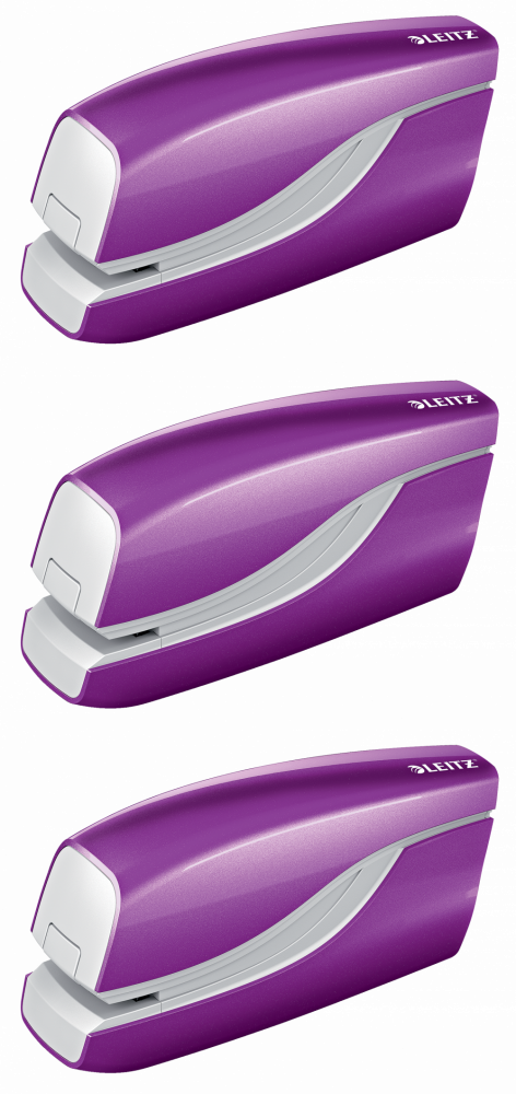 3x Zszywacz elektryczny Leitz NeXXt Wow, do 10 kartek, metaliczny fioletowy