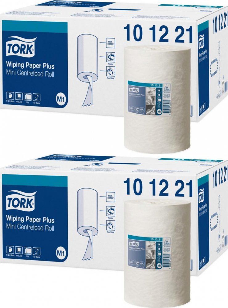 2x Czyściwo papierowe Tork 101221, do średnich zabrudzeń, M2, 2-warstwowe, 75m, 1 rolka, biały