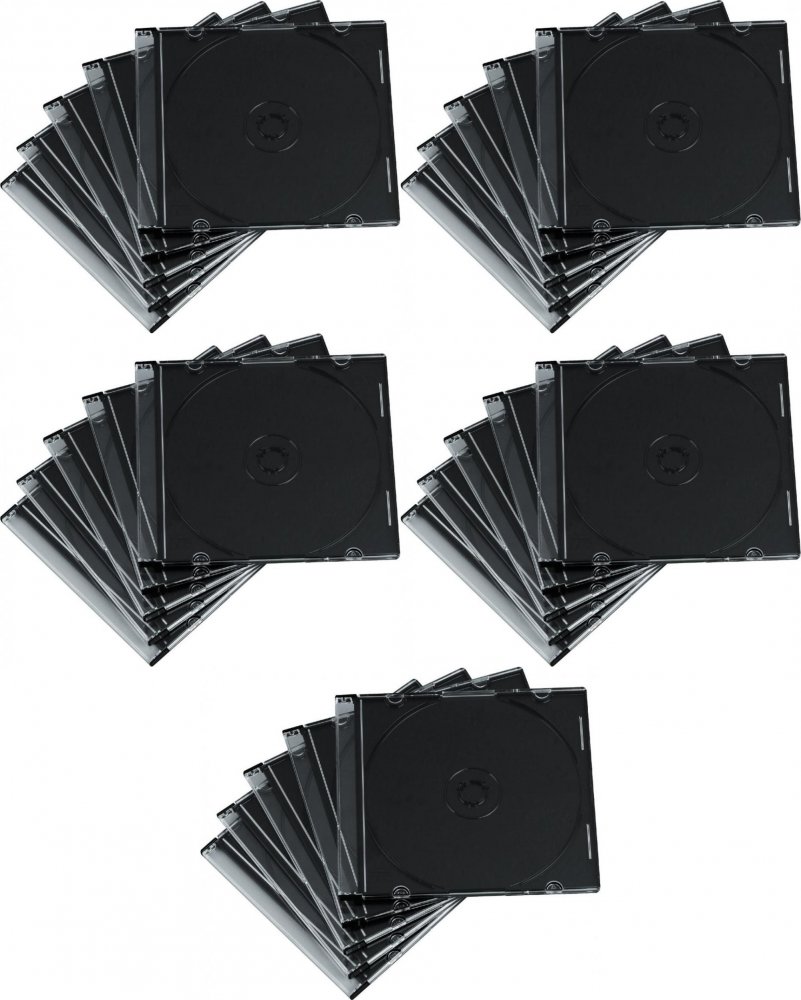 5x Pudełko na płyty CD/DVD Hama Slim, 20 sztuk, czarny