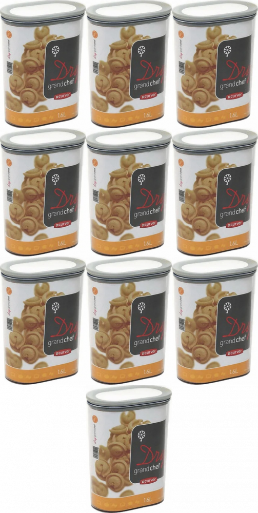 10x Pojemnik do przechowywania artykułów sypkich Curver Grand Chef Cube, 1.6l, transparentny