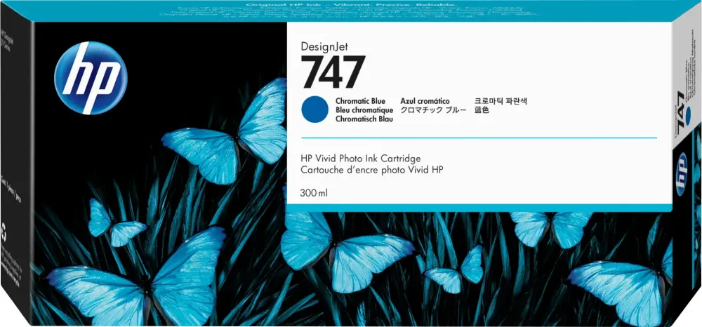 Tusz HP 747 (P2V85A) 300ml, niebieski chromatyczny
